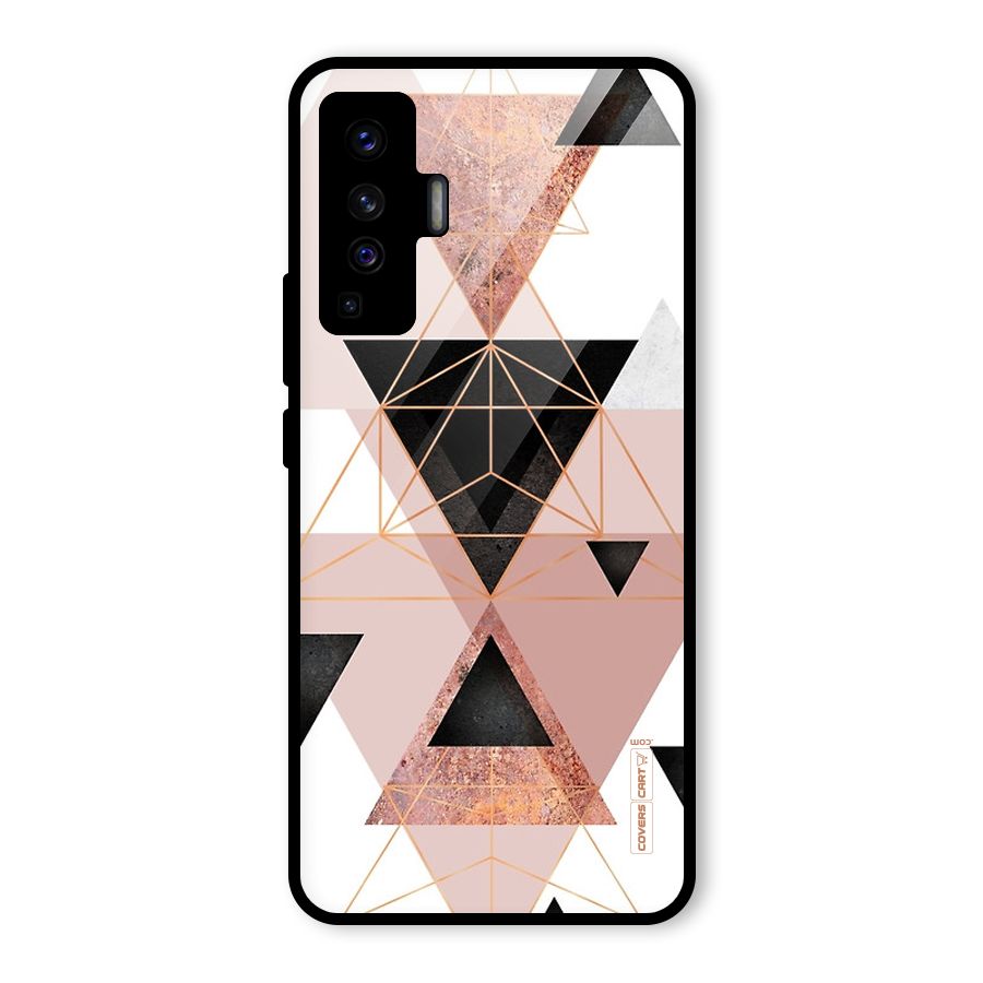 Abstract Rose Gold Triangles Glass Back Case for Vivo X50