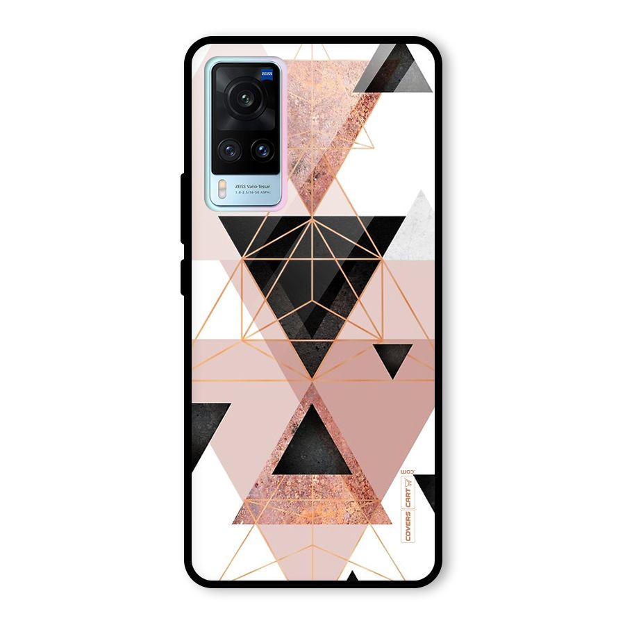 Abstract Rose Gold Triangles Glass Back Case for Vivo X60