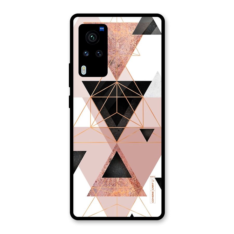Abstract Rose Gold Triangles Glass Back Case for Vivo X60 Pro