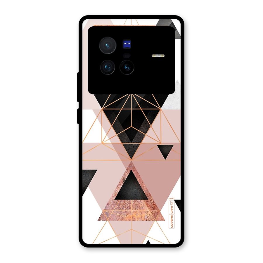 Abstract Rose Gold Triangles Glass Back Case for Vivo X80