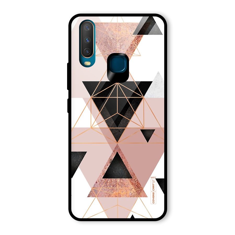 Abstract Rose Gold Triangles Glass Back Case for Vivo Y15
