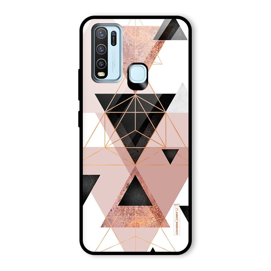 Abstract Rose Gold Triangles Glass Back Case for Vivo Y30