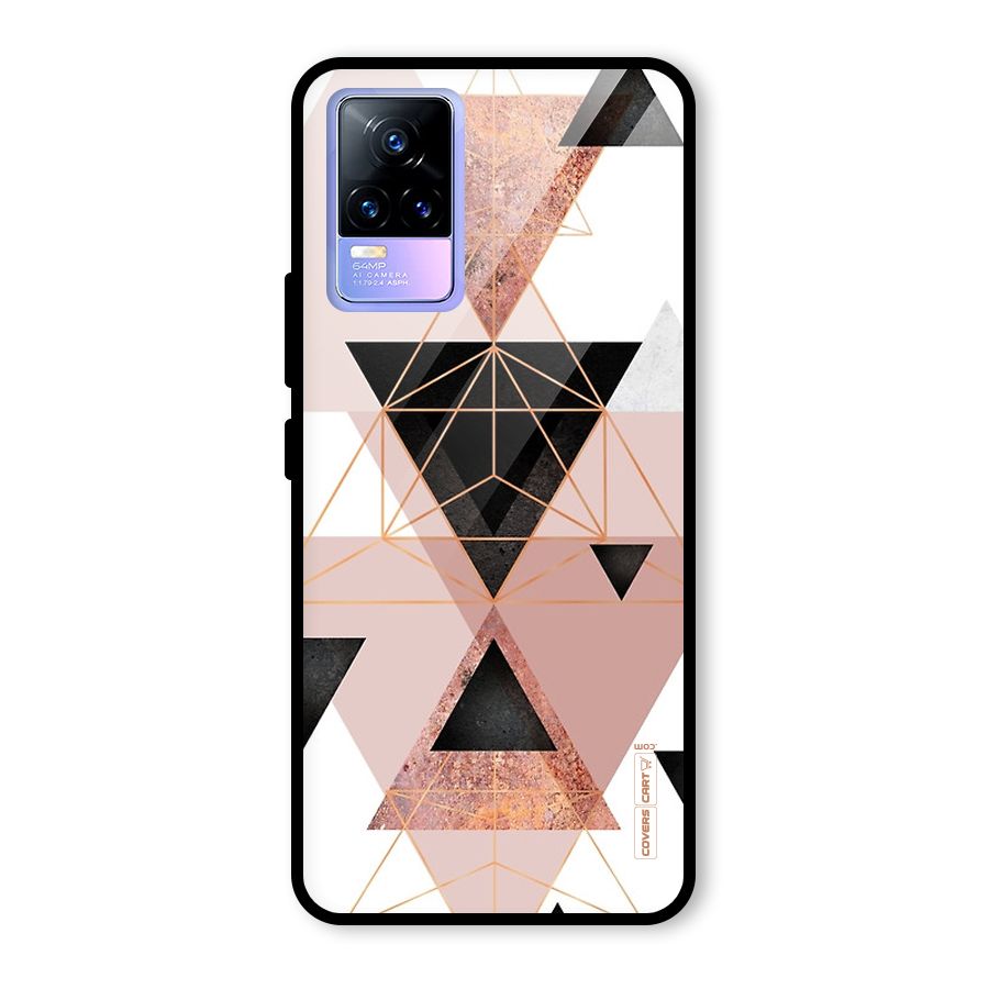 Abstract Rose Gold Triangles Glass Back Case for Vivo Y73