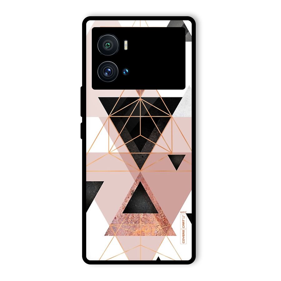 Abstract Rose Gold Triangles Glass Back Case for Vivo iQOO 9 Pro
