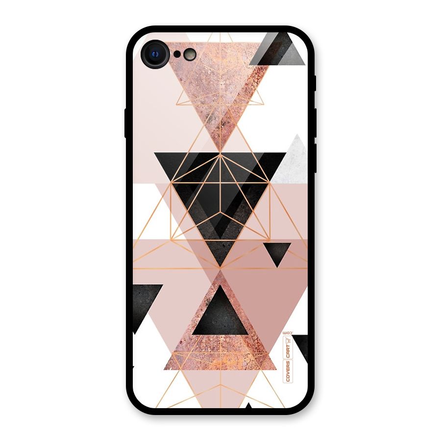 Abstract Rose Gold Triangles Glass Back Case for iPhone SE 2022