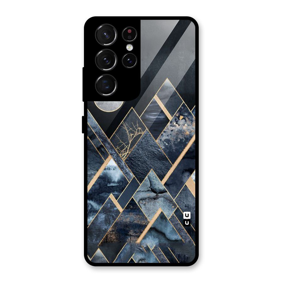 Abstract Scenic Design Glass Back Case for Galaxy S21 Ultra 5G
