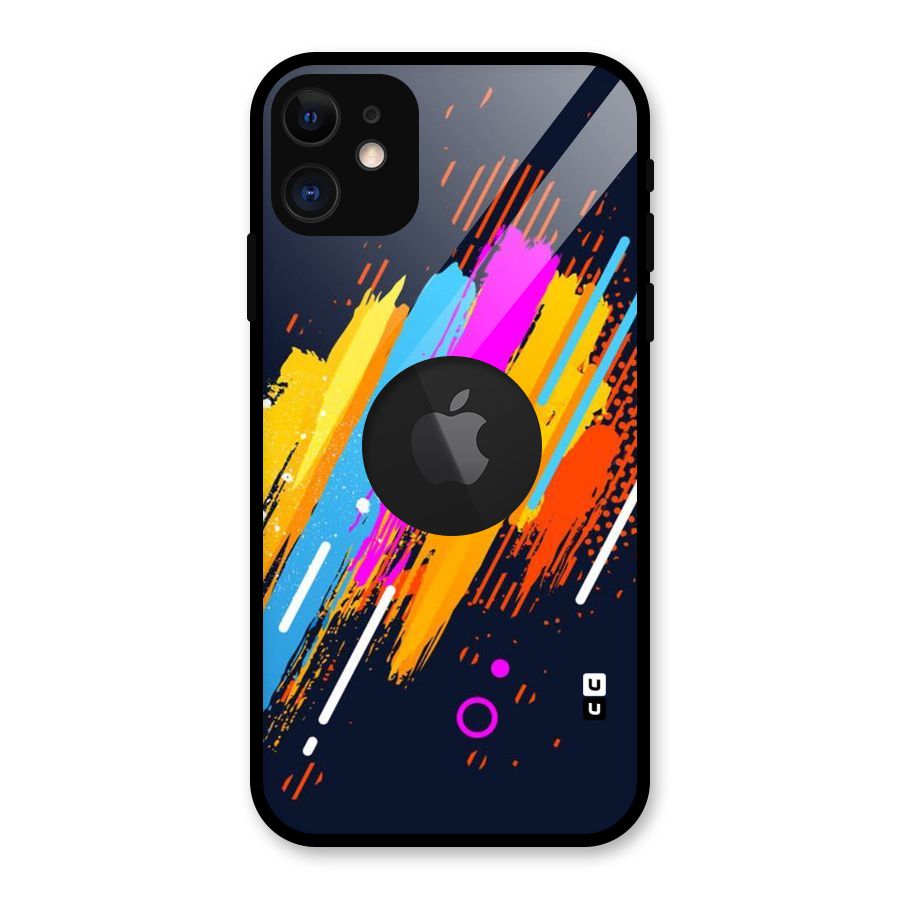 Abstract Shades Glass Back Case for iPhone 11 Logo Cut