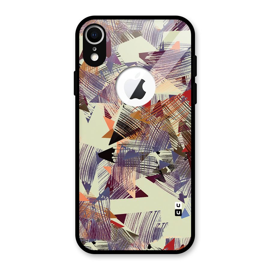 Abstract Sketch Glass Back Case for iPhone XR Logo Cut