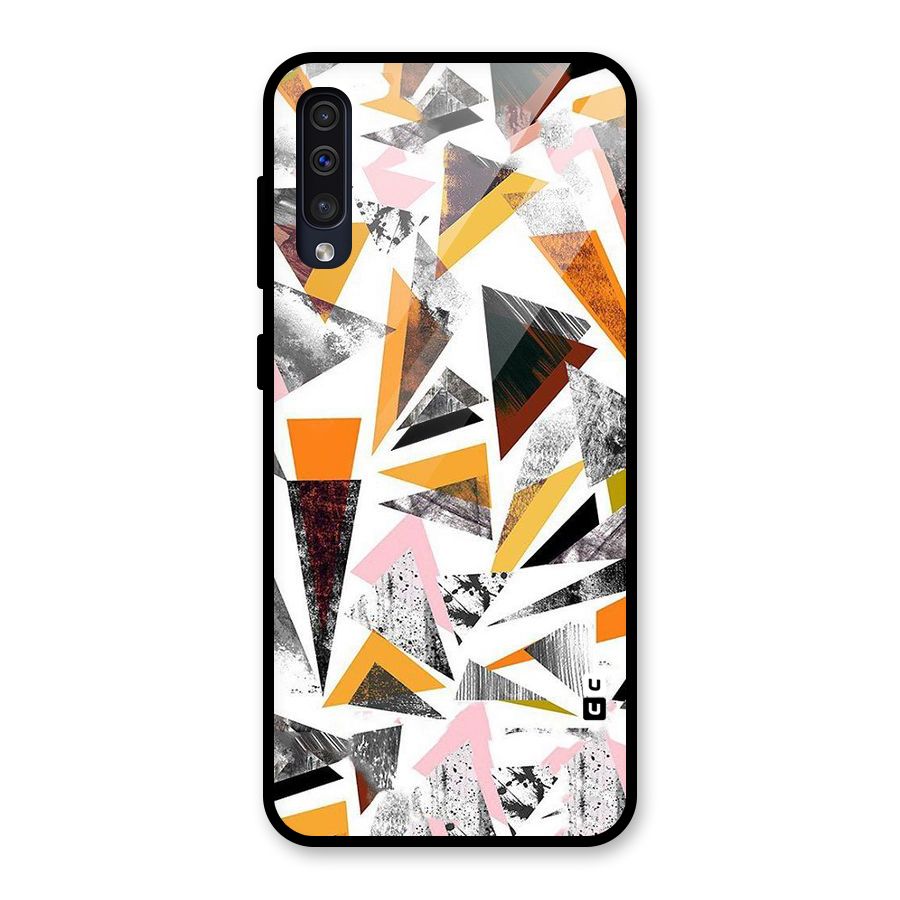 Abstract Sketchy Triangles Glass Back Case for Galaxy A30s
