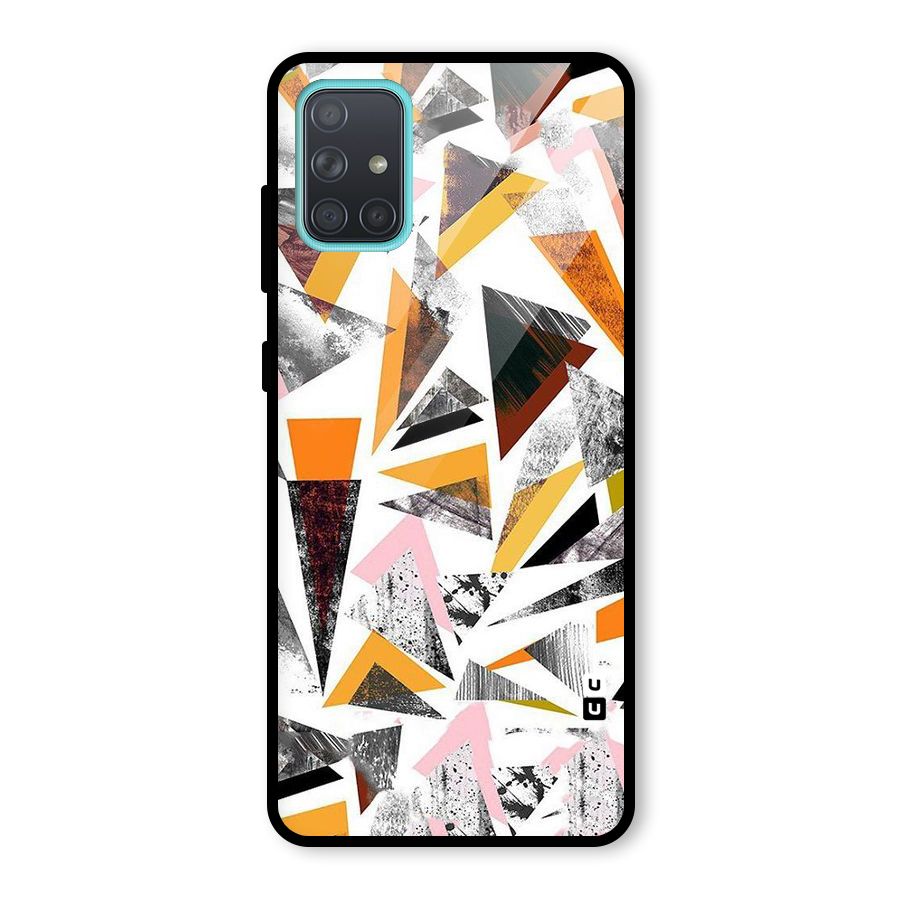 Abstract Sketchy Triangles Glass Back Case for Galaxy A71