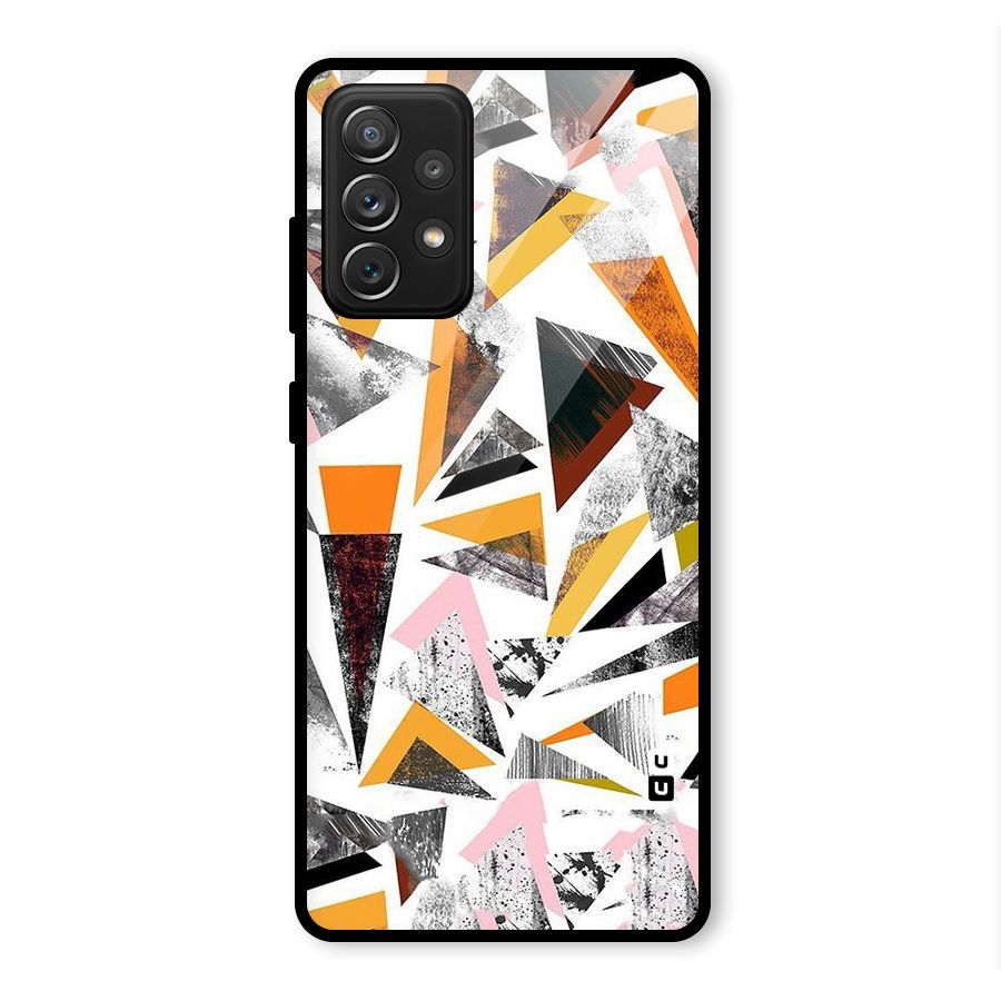 Abstract Sketchy Triangles Glass Back Case for Galaxy A72