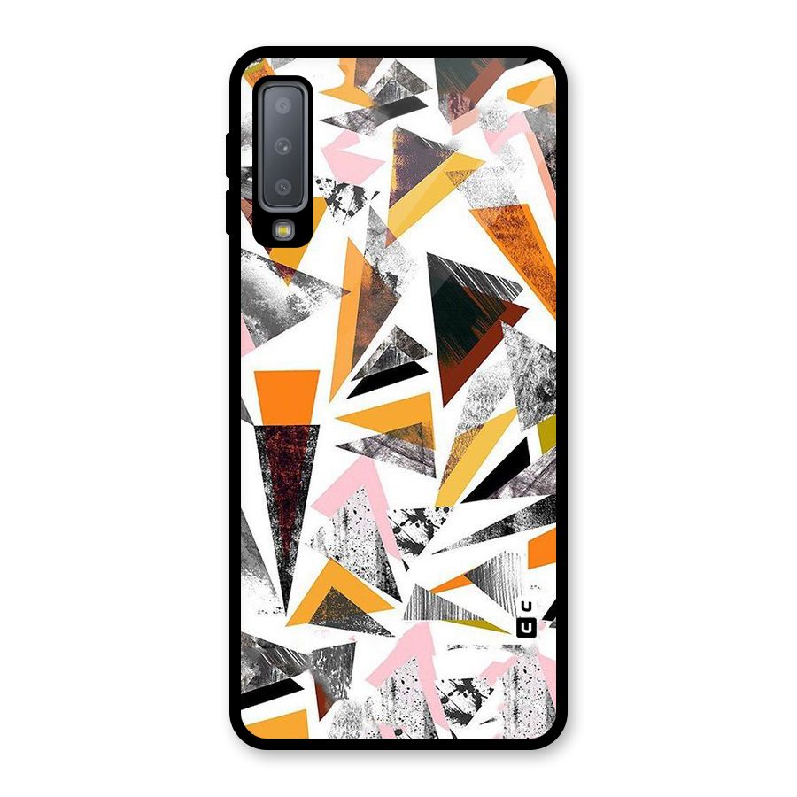 Abstract Sketchy Triangles Glass Back Case for Galaxy A7 (2018)