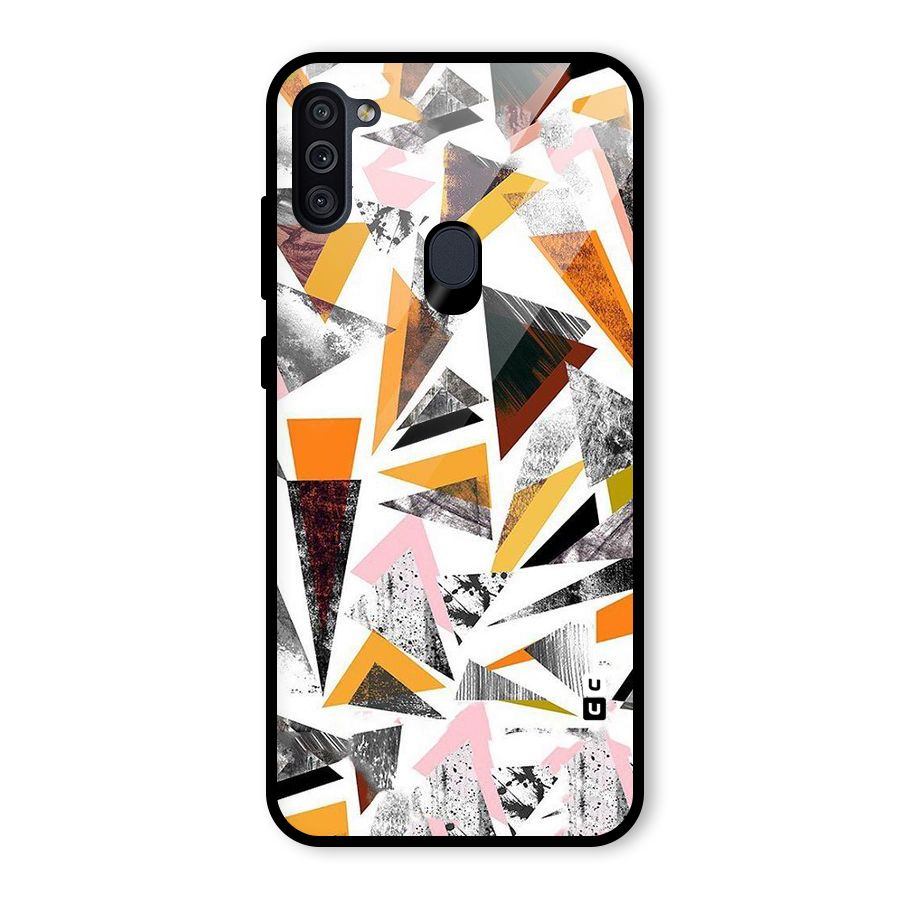 Abstract Sketchy Triangles Glass Back Case for Galaxy M11