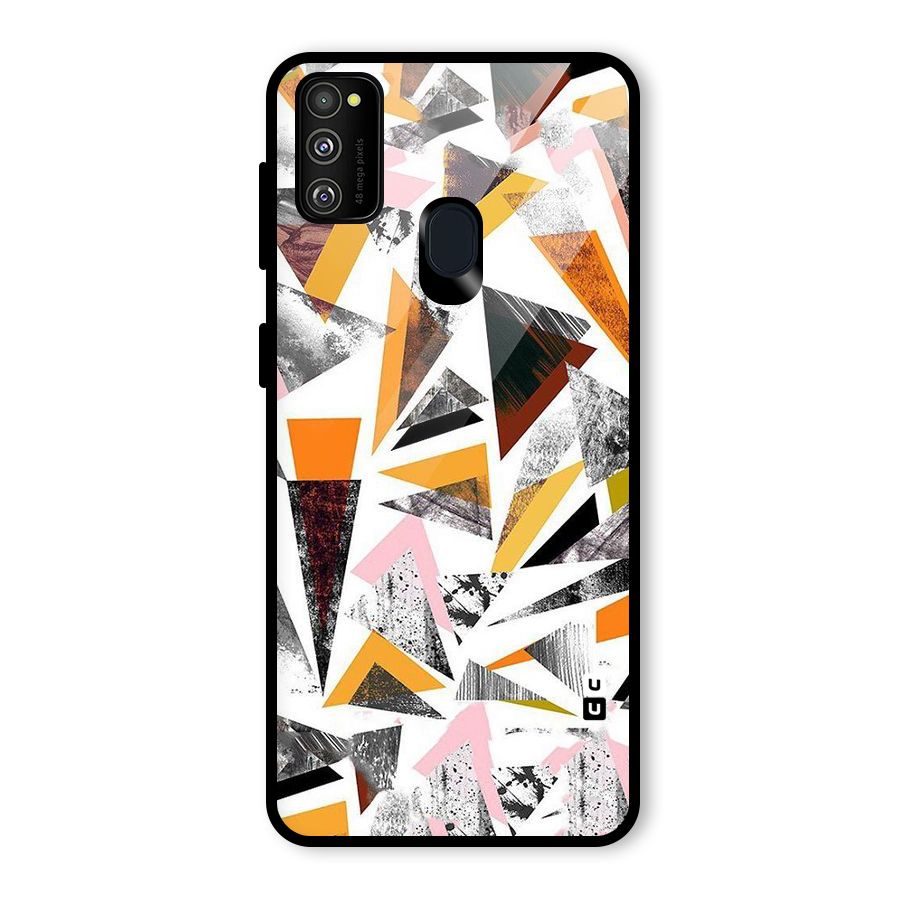 Abstract Sketchy Triangles Glass Back Case for Galaxy M30s