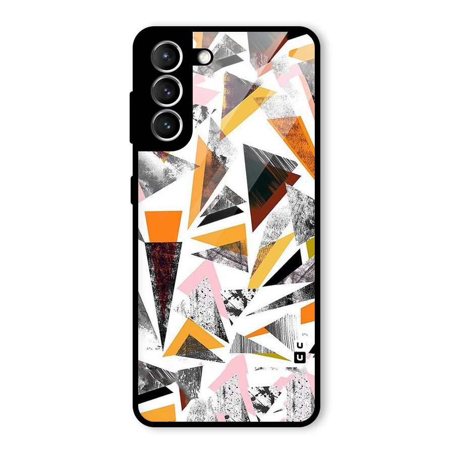 Abstract Sketchy Triangles Glass Back Case for Galaxy S21 5G