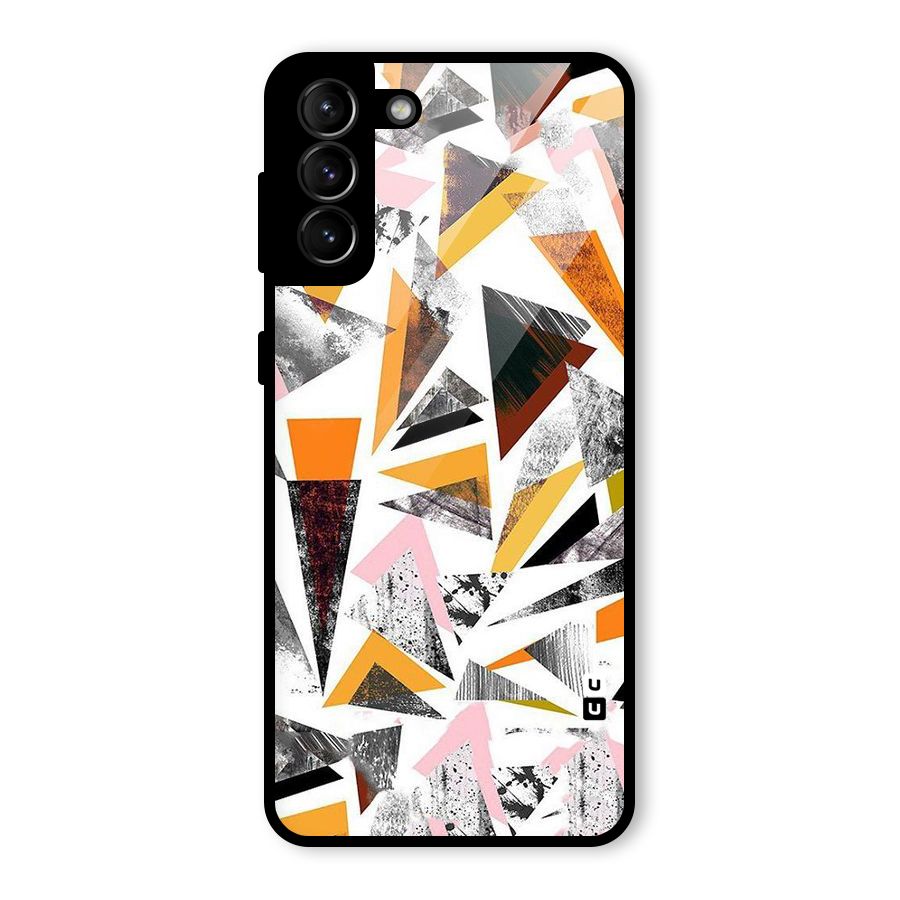Abstract Sketchy Triangles Glass Back Case for Galaxy S21 Plus