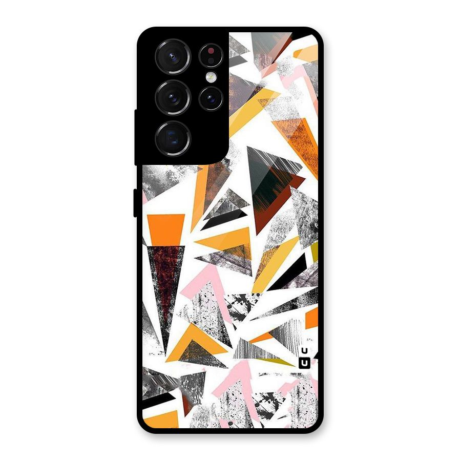 Abstract Sketchy Triangles Glass Back Case for Galaxy S21 Ultra 5G