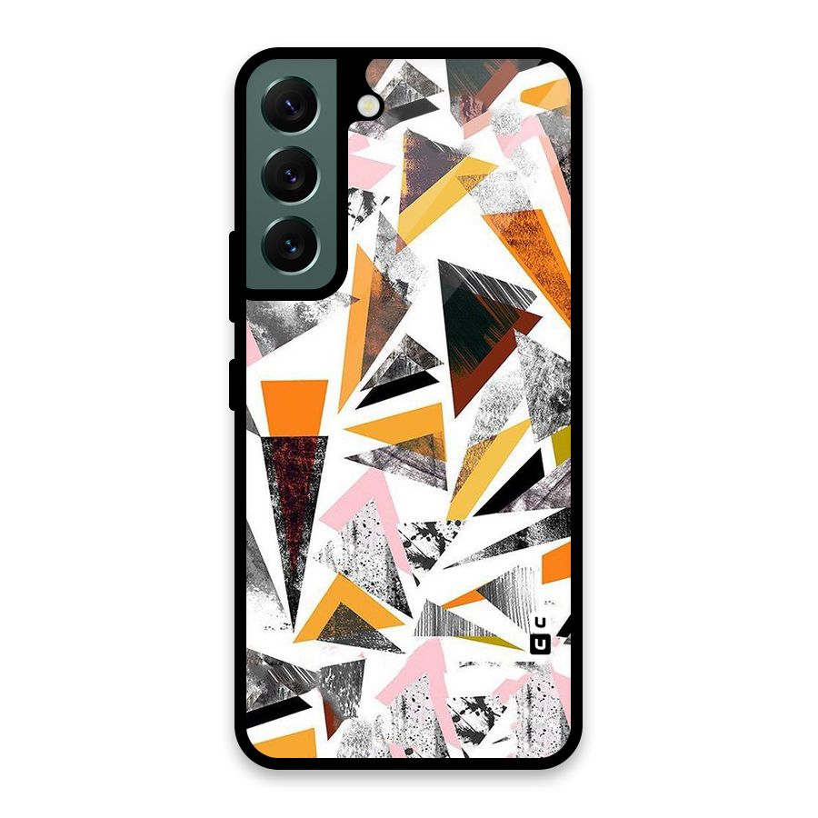 Abstract Sketchy Triangles Glass Back Case for Galaxy S22 5G