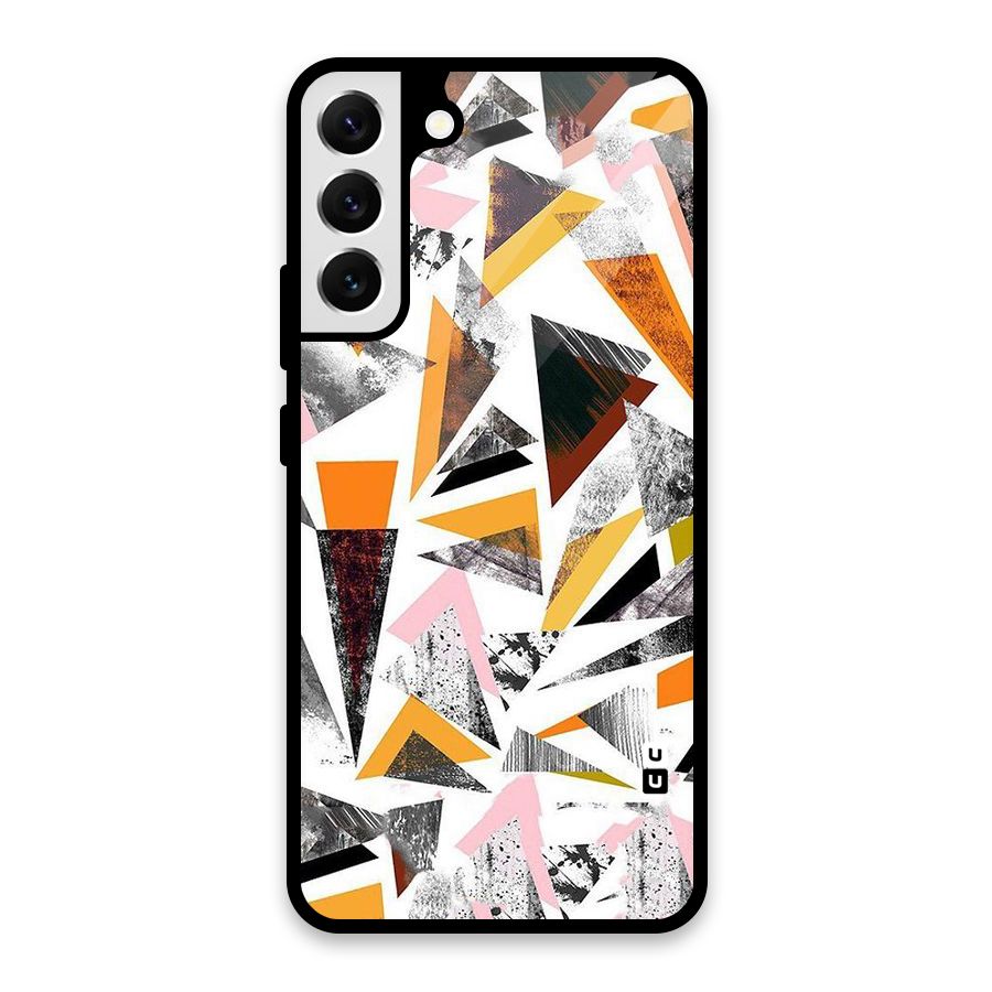 Abstract Sketchy Triangles Glass Back Case for Galaxy S22 Plus 5G