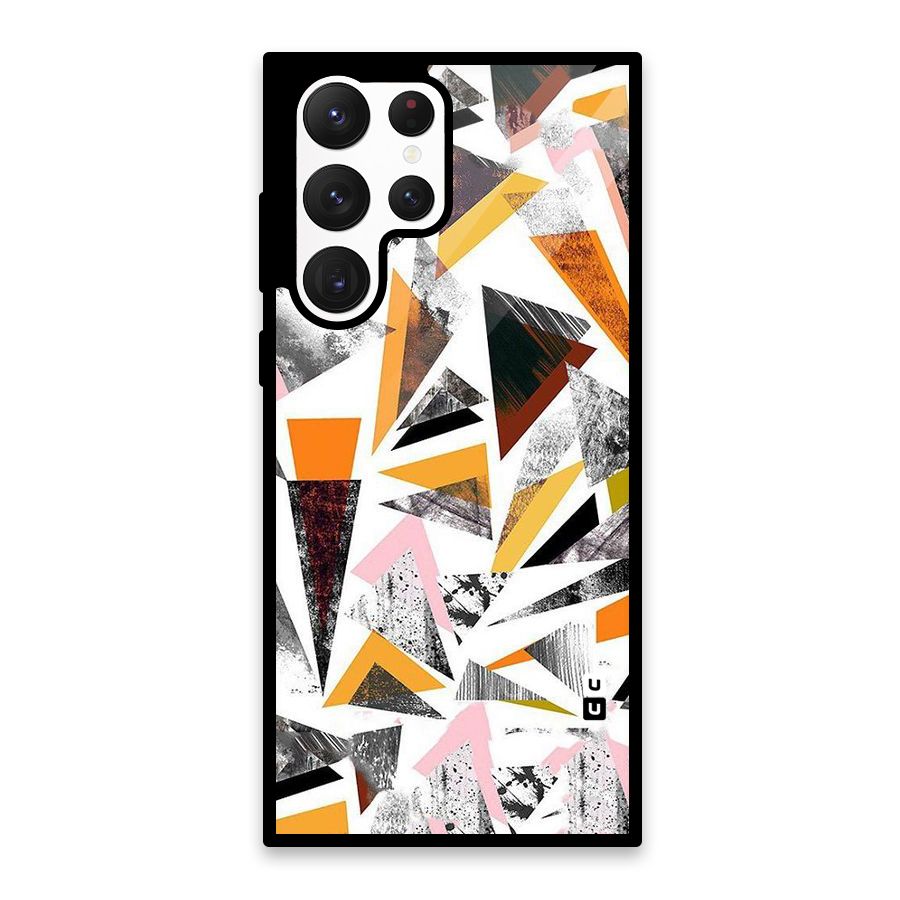 Abstract Sketchy Triangles Glass Back Case for Galaxy S22 Ultra 5G