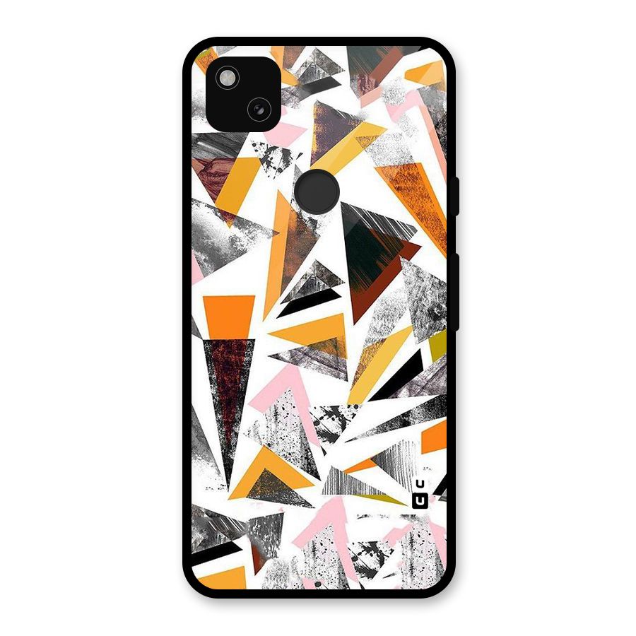 Abstract Sketchy Triangles Glass Back Case for Google Pixel 4a