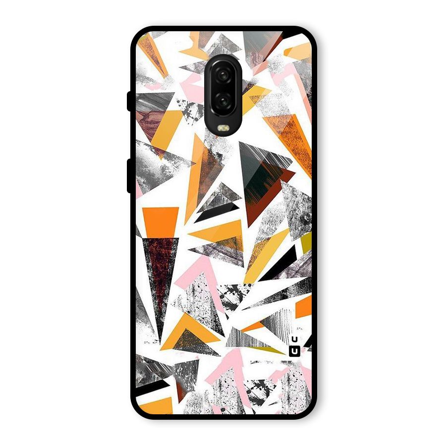 Abstract Sketchy Triangles Glass Back Case for OnePlus 6T
