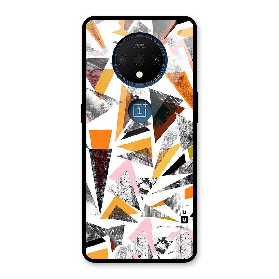 Abstract Sketchy Triangles Glass Back Case for OnePlus 7T