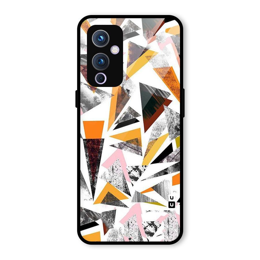 Abstract Sketchy Triangles Glass Back Case for OnePlus 9