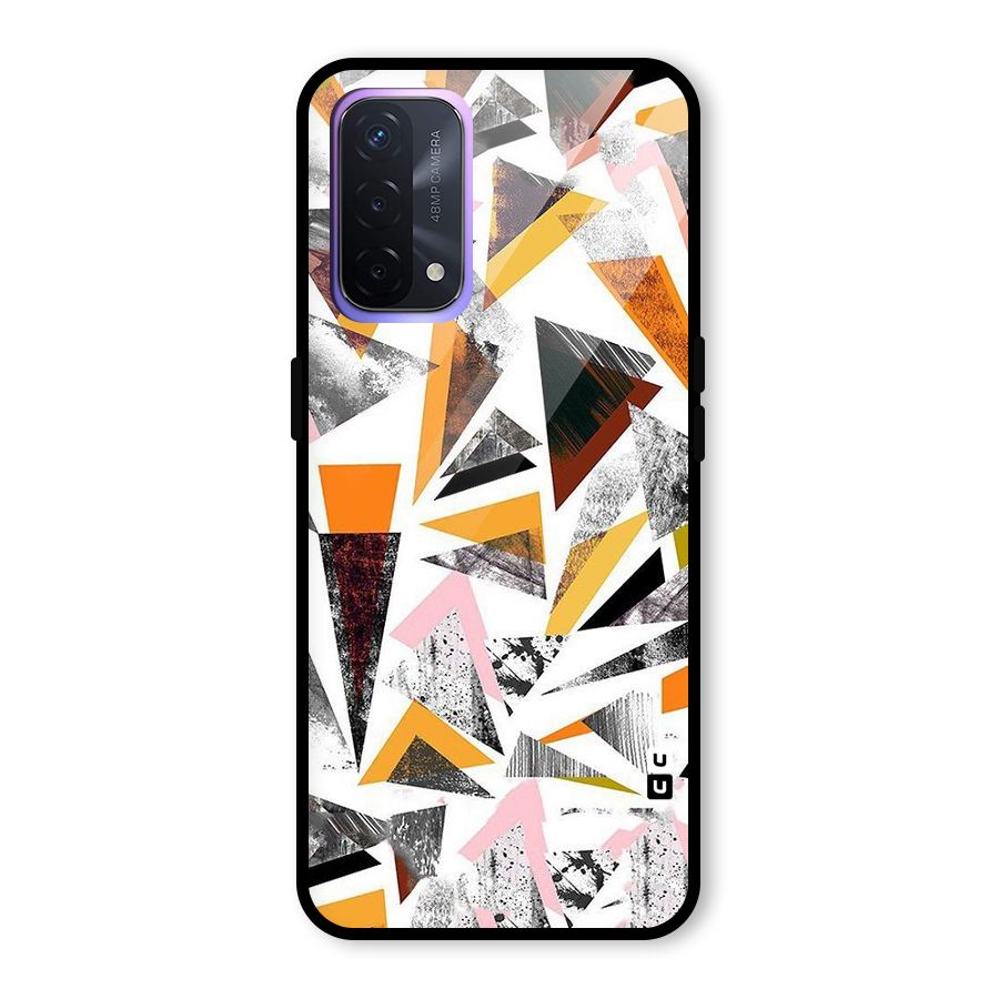 Abstract Sketchy Triangles Glass Back Case for Oppo A74 5G
