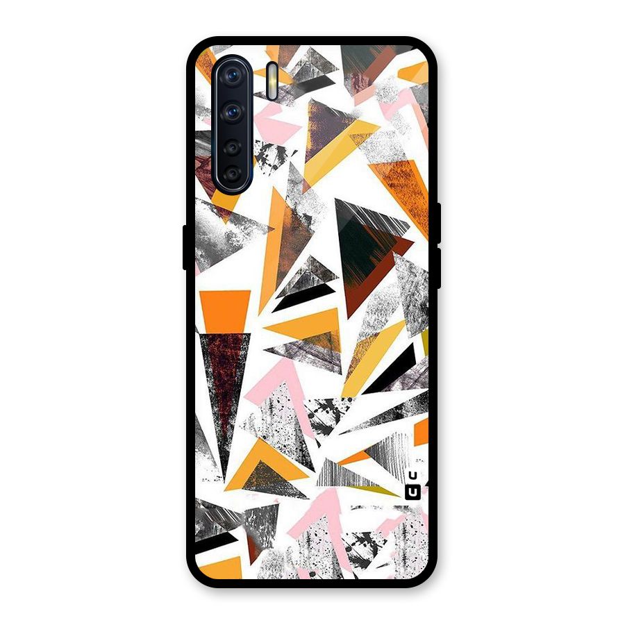 Abstract Sketchy Triangles Glass Back Case for Oppo F15