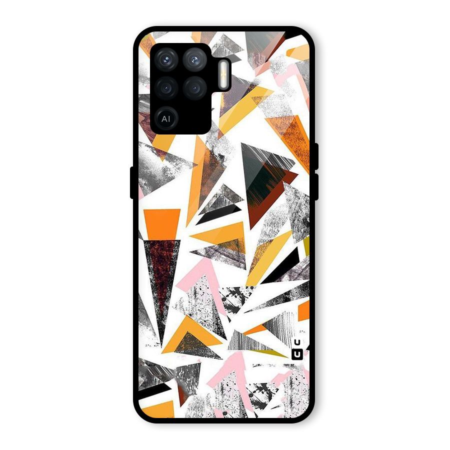 Abstract Sketchy Triangles Glass Back Case for Oppo F19 Pro