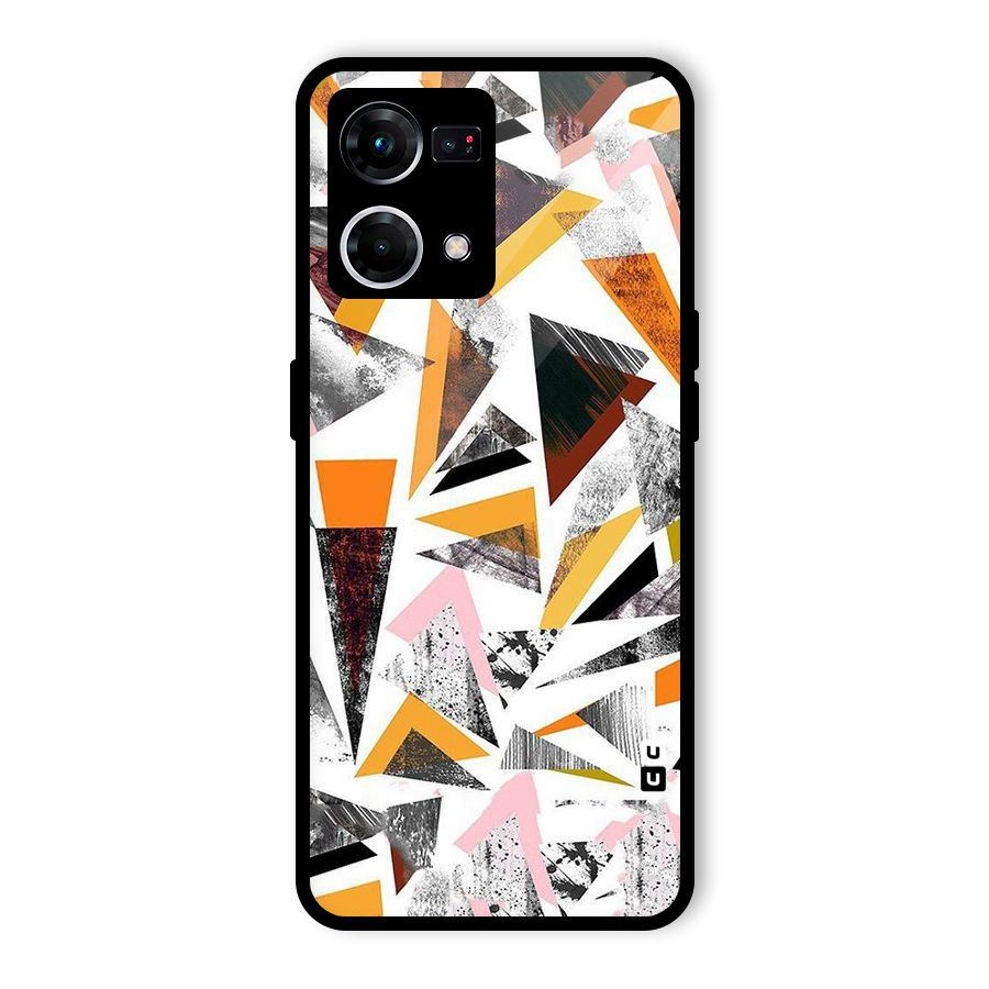 Abstract Sketchy Triangles Glass Back Case for Oppo F21 Pro 4G