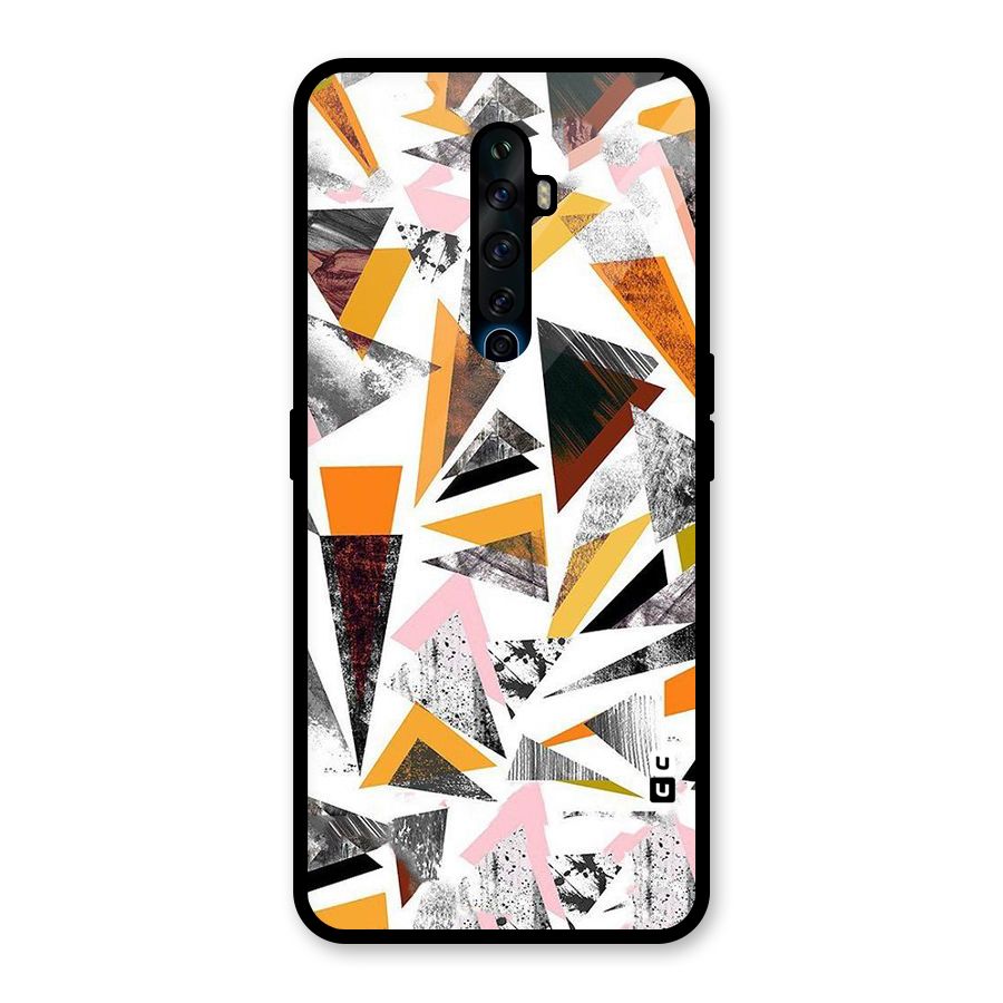 Abstract Sketchy Triangles Glass Back Case for Oppo Reno2 F