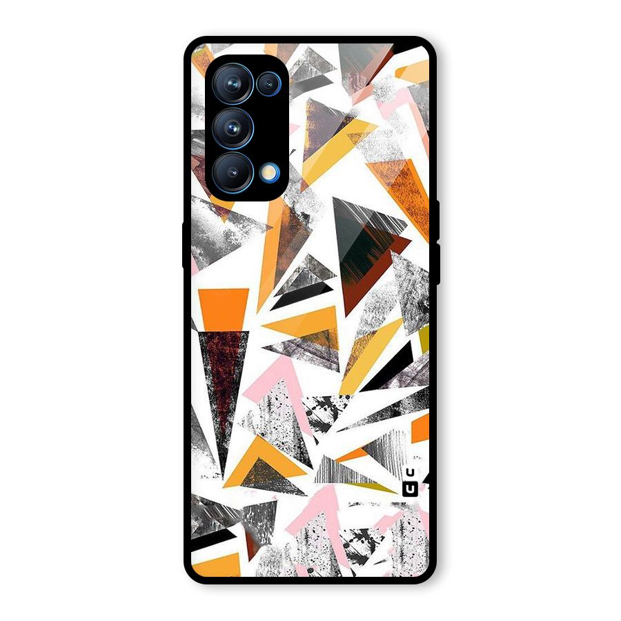 Abstract Sketchy Triangles Glass Back Case for Oppo Reno5 Pro 5G