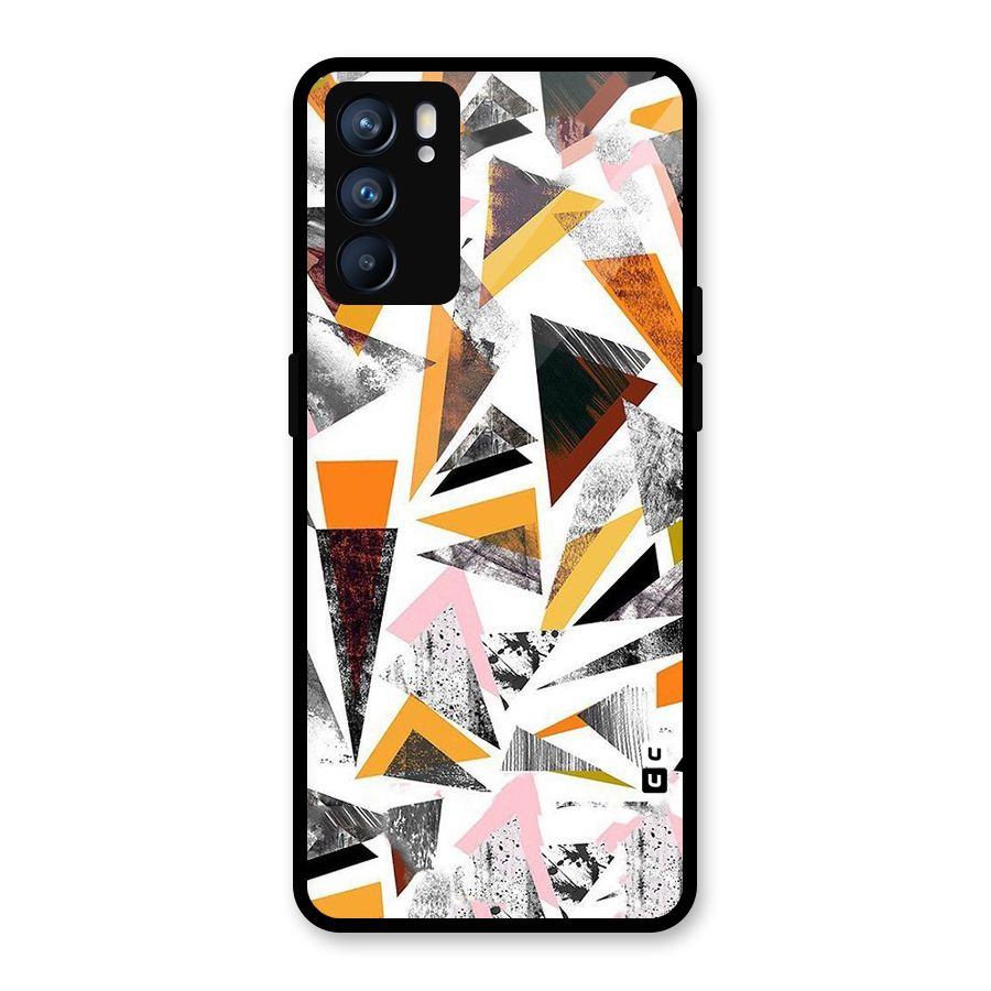Abstract Sketchy Triangles Glass Back Case for Oppo Reno6 5G