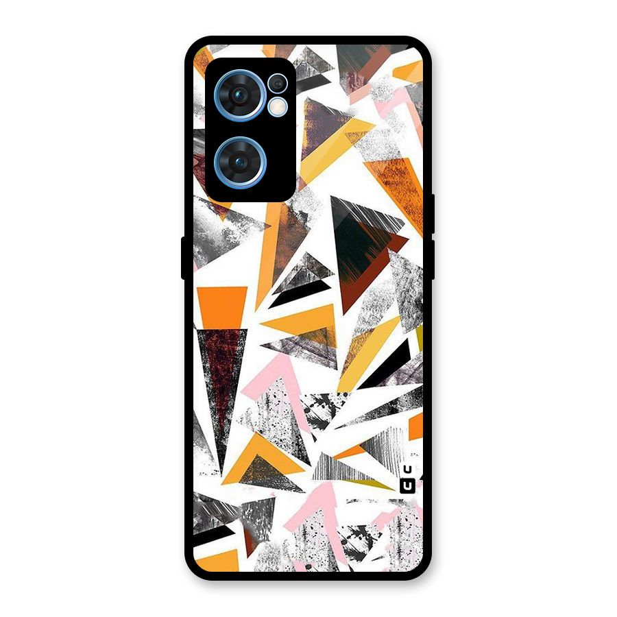 Abstract Sketchy Triangles Glass Back Case for Oppo Reno7 5G