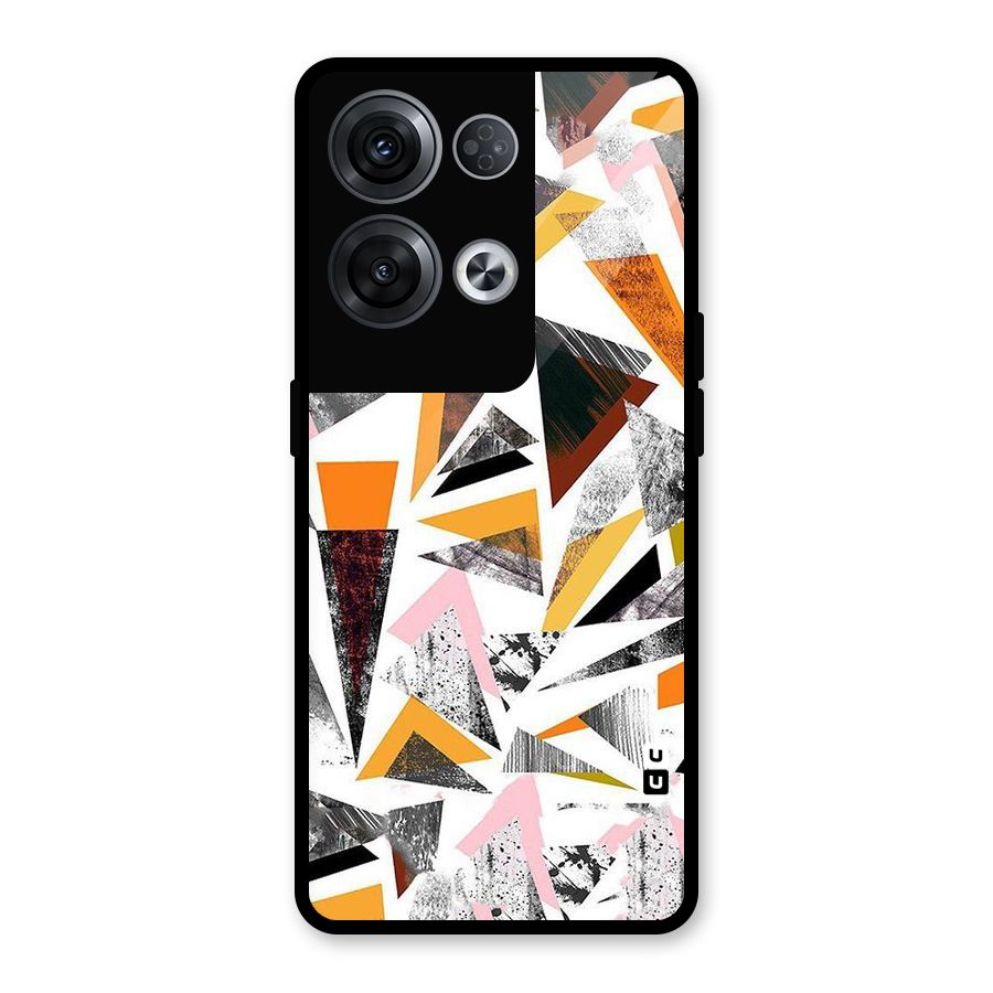 Abstract Sketchy Triangles Glass Back Case for Oppo Reno8 Pro 5G