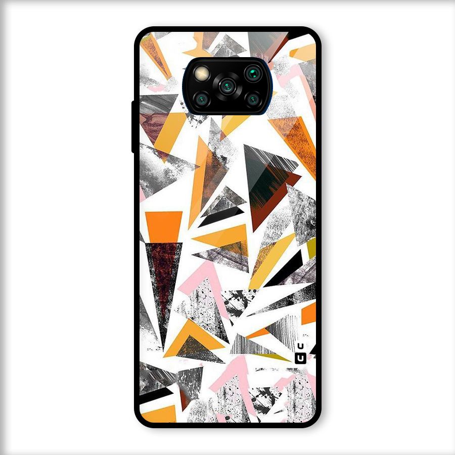 Abstract Sketchy Triangles Glass Back Case for Poco X3