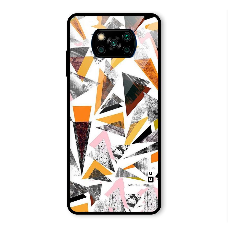 Abstract Sketchy Triangles Glass Back Case for Poco X3 Pro