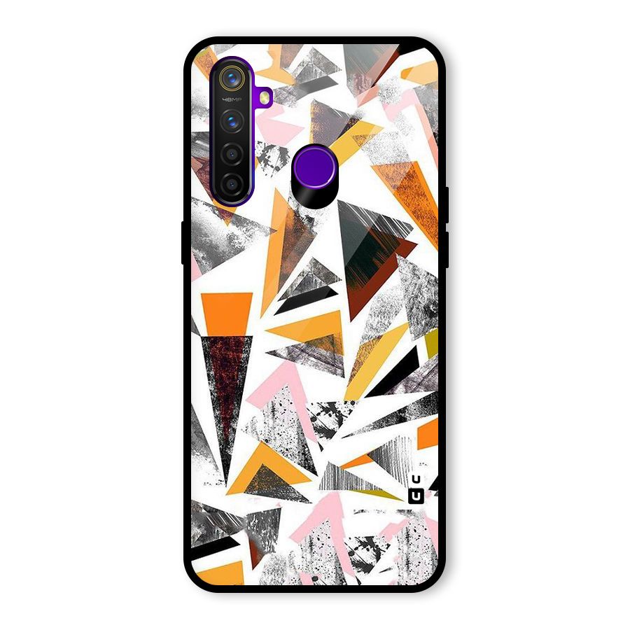 Abstract Sketchy Triangles Glass Back Case for Realme 5 Pro