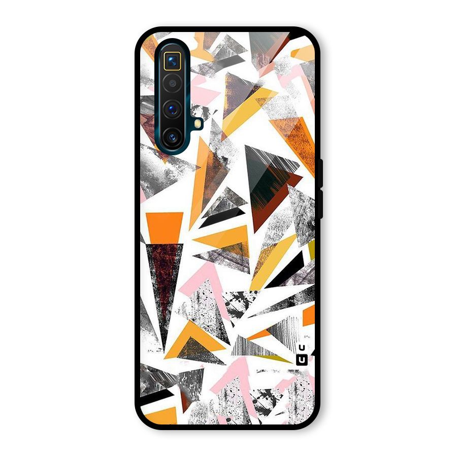 Abstract Sketchy Triangles Glass Back Case for Realme X3 SuperZoom