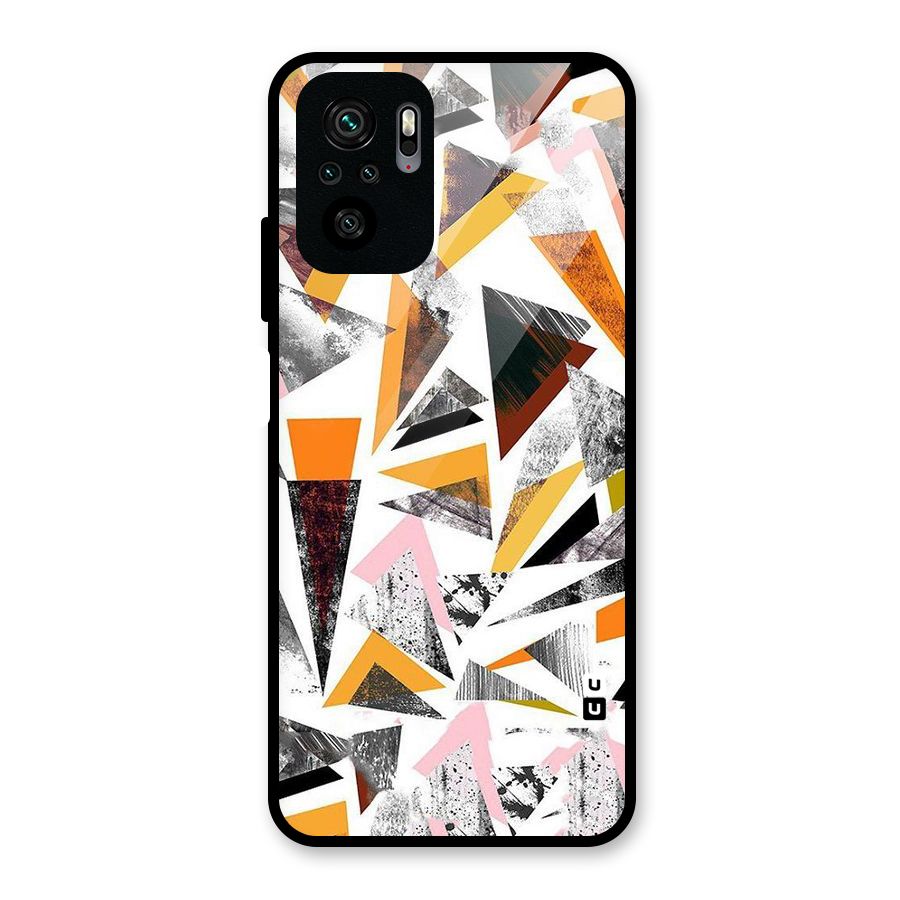 Abstract Sketchy Triangles Glass Back Case for Redmi Note 10S