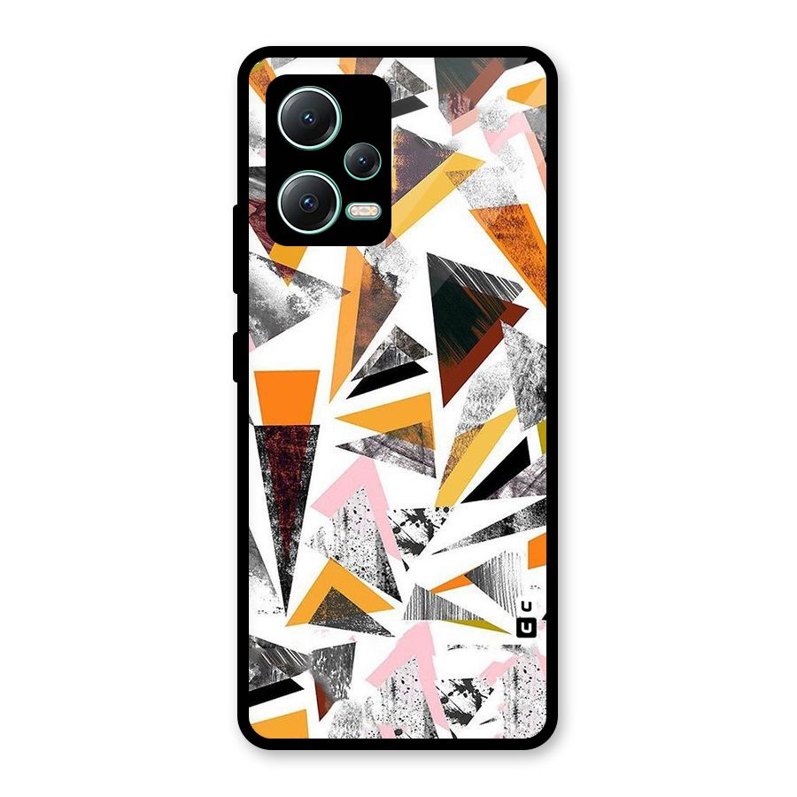 Abstract Sketchy Triangles Glass Back Case for Redmi Note 12 5G