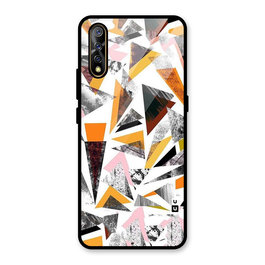 Abstract Sketchy Triangles Glass Back Case for Vivo S1