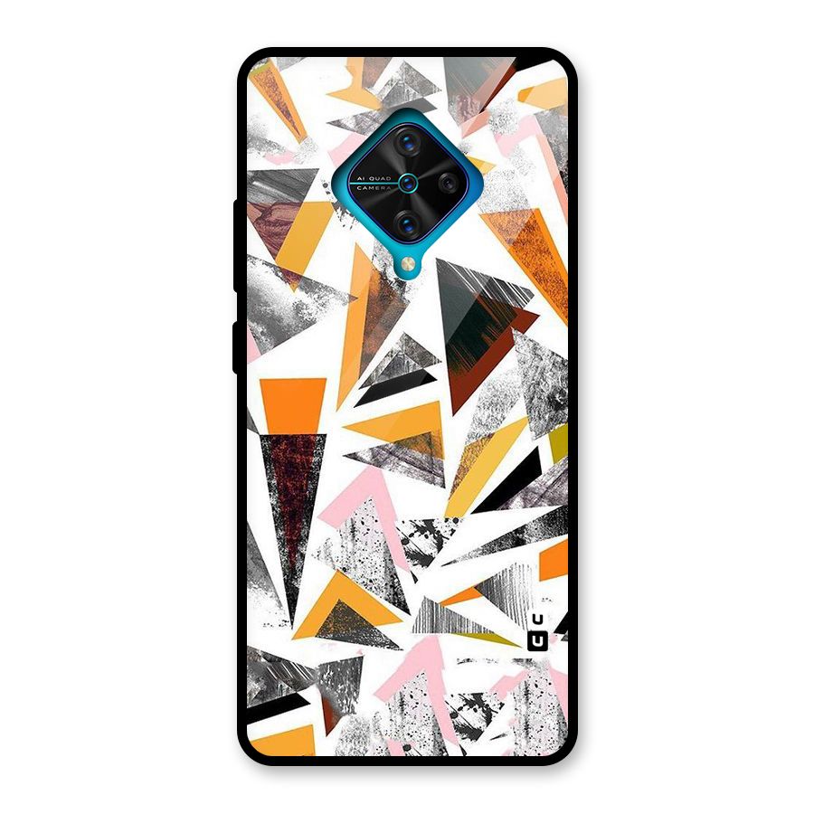 Abstract Sketchy Triangles Glass Back Case for Vivo S1 Pro
