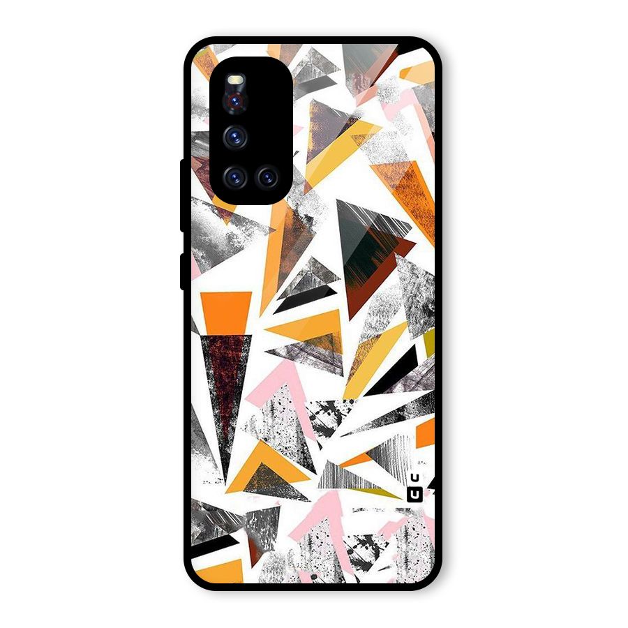 Abstract Sketchy Triangles Glass Back Case for Vivo V19