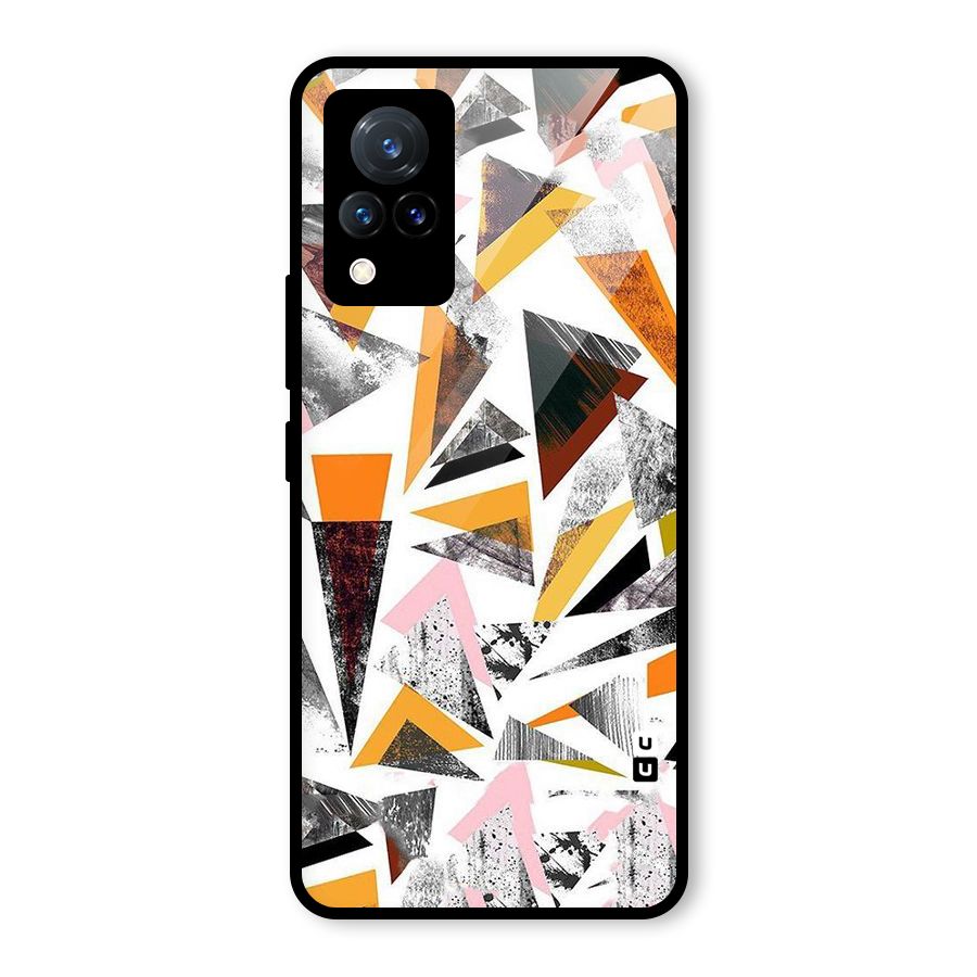 Abstract Sketchy Triangles Glass Back Case for Vivo V21 5G