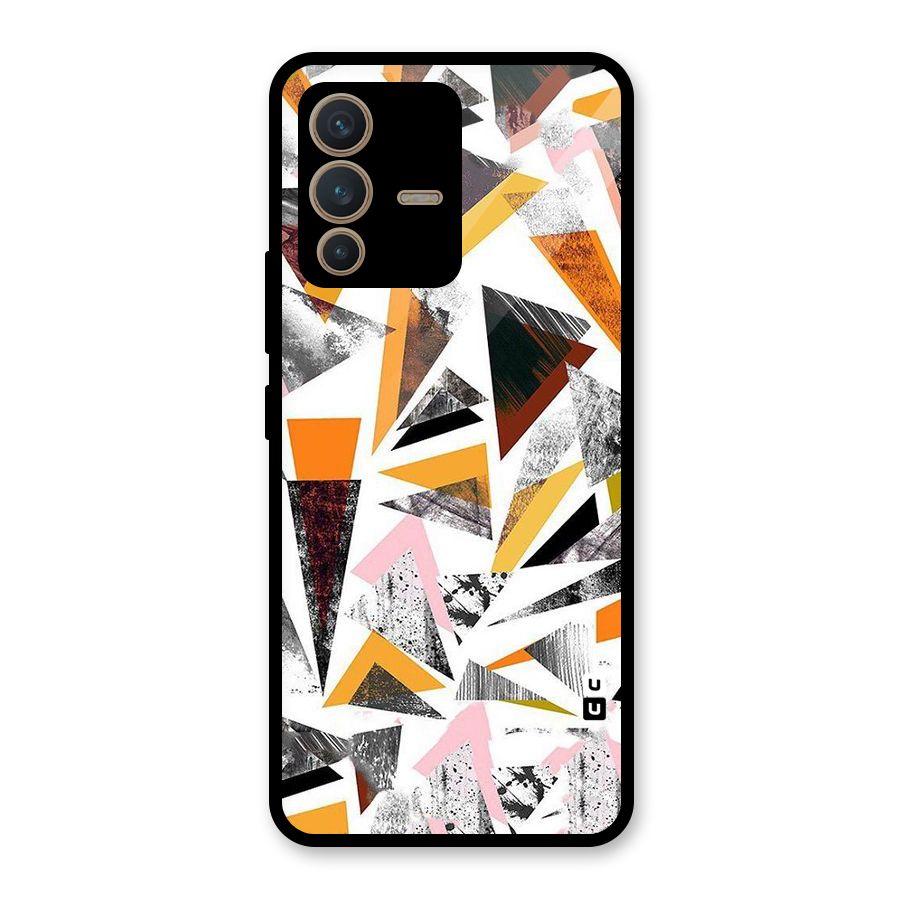 Abstract Sketchy Triangles Glass Back Case for Vivo V23 5G