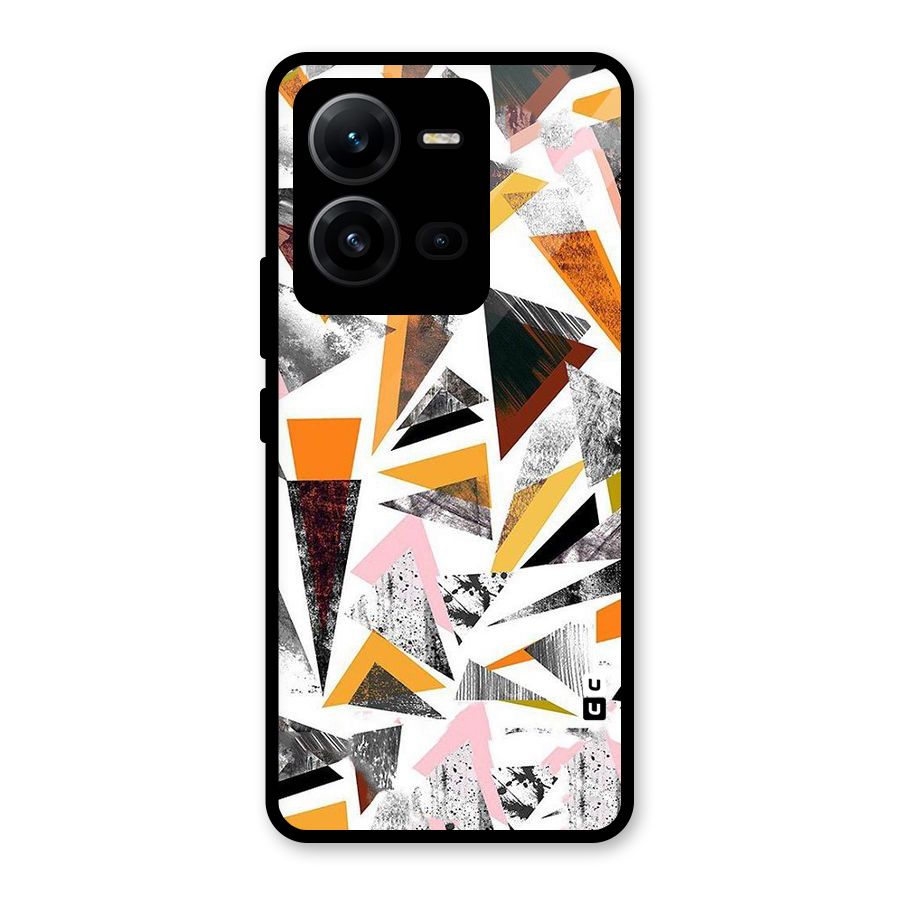 Abstract Sketchy Triangles Glass Back Case for Vivo V25