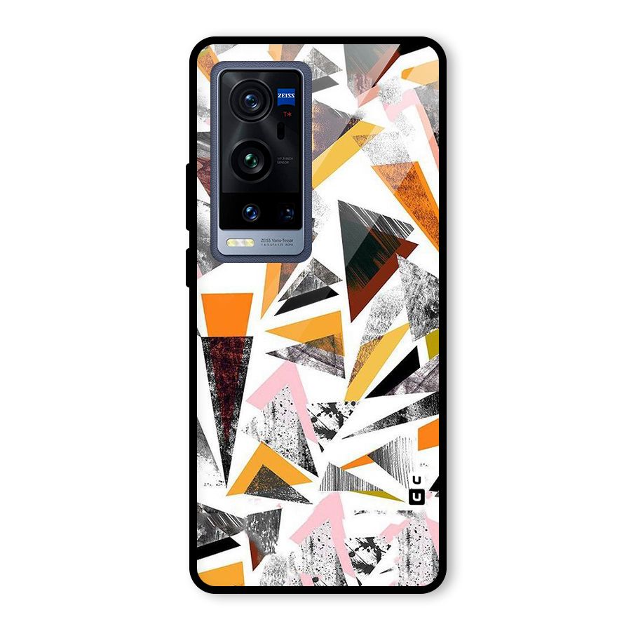 Abstract Sketchy Triangles Glass Back Case for Vivo X60 Pro Plus